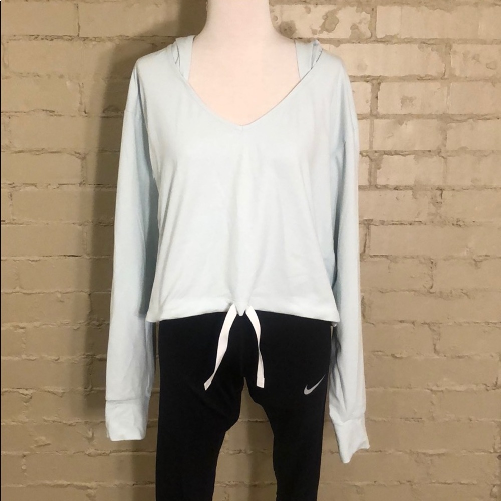 Gymshark Mint Crop Hoodie with Tie Front :XL